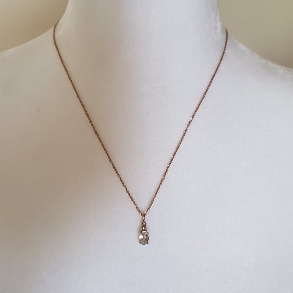 **SOLD**14K Solid Rose Gold Chain---w/W. Topaz (CZ?)Pendant - Picture 2 of 10